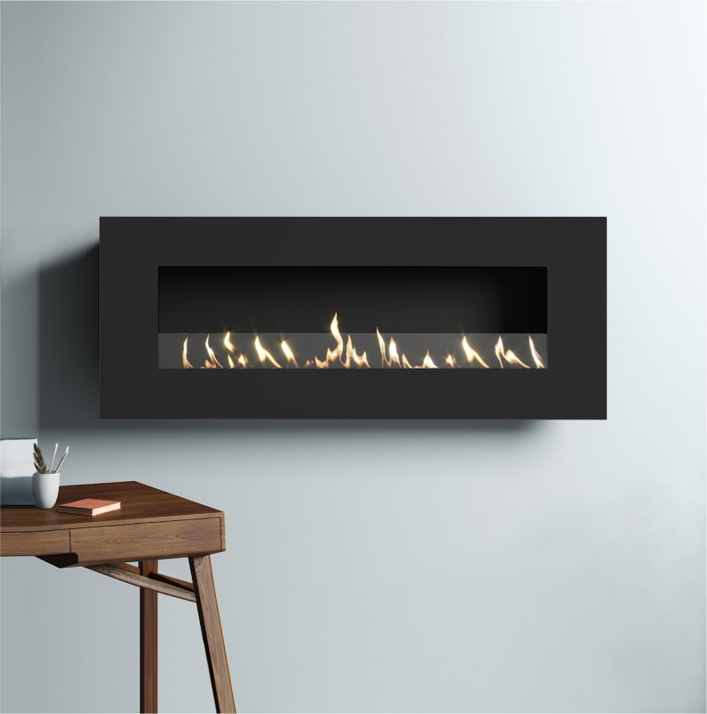 SAFire – Panorama WallArt Wall-mounted Gas Fireplace Black
