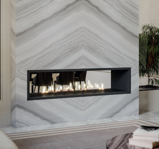 SAFire – See Through Linear Built-in Gas Fireplace Black