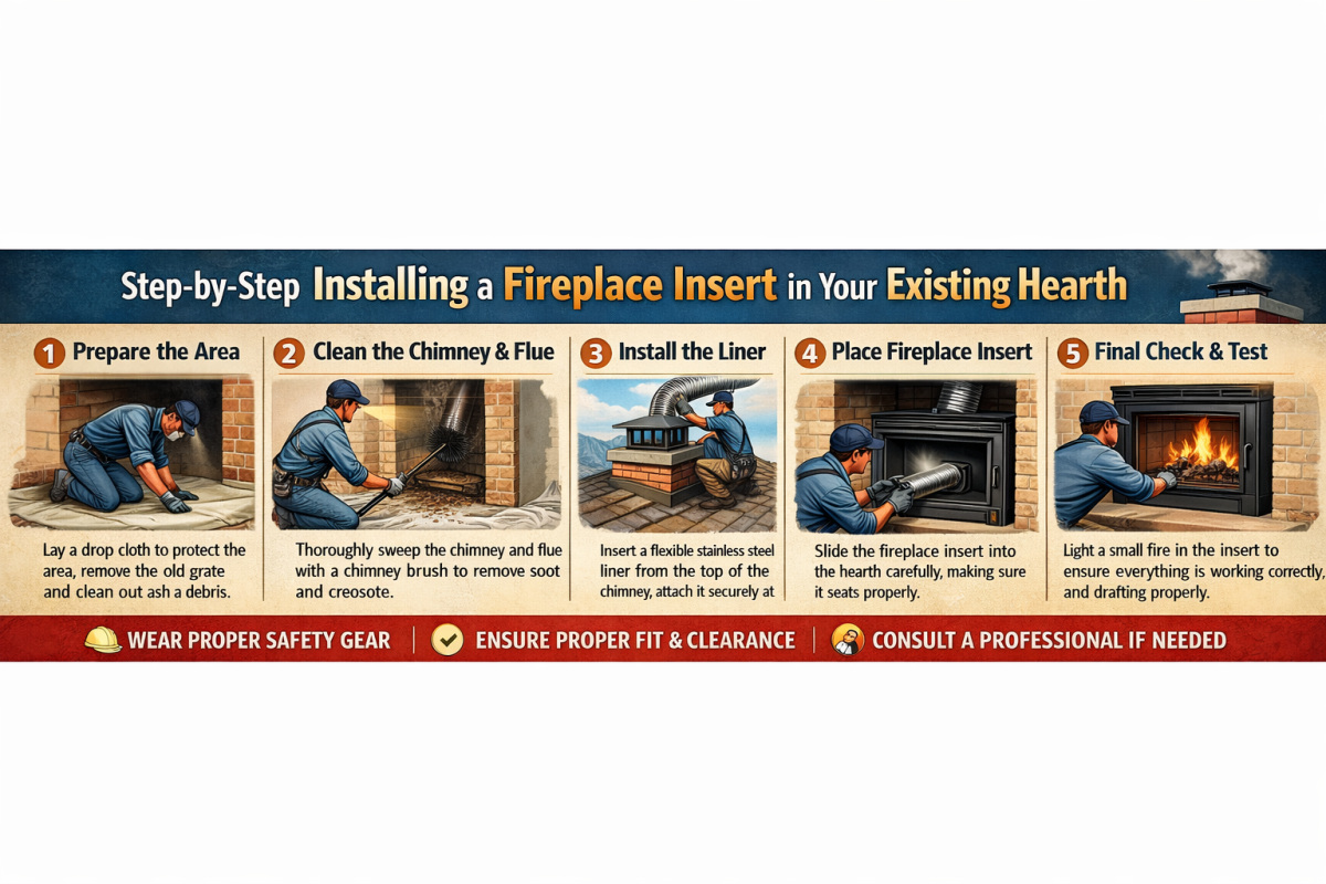 Step-by-step guide: Installing a fireplace insert in your existing hearth.