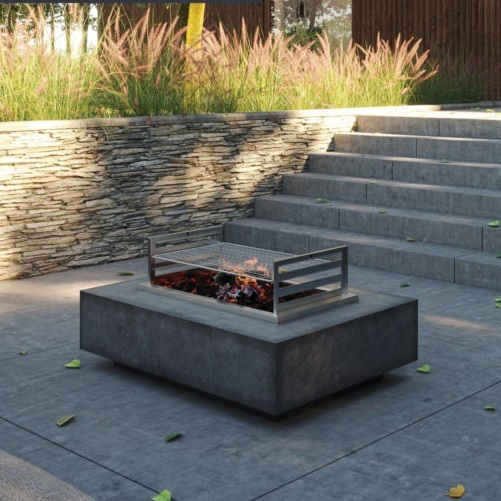 braai fire pit installed in an outdoor entertainment area