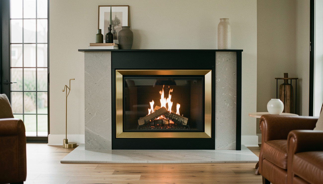 lava fireplace installed in a modern South African home
