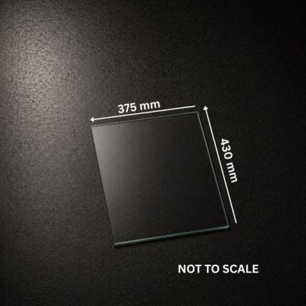 Replacement glass panel for Hydrofire Nero Lux fireplace, 375mm x 430mm