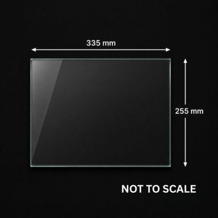 Replacement glass panel for Hydrofire Modena Vision side Glass fireplace, 335mm x 255mm