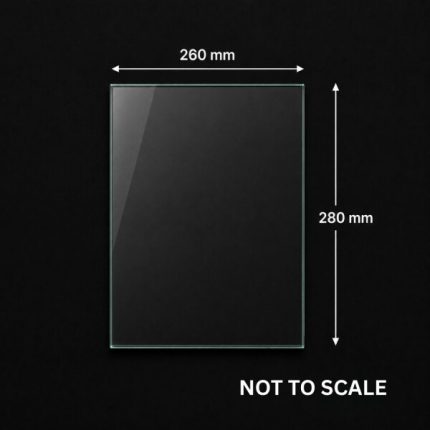 Replacement glass panel for Hydrofire Deluxe F fireplace, 260mm x 280mm