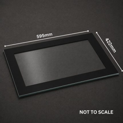 Replacement glass panel for Hydrofire Algora IT 170K fireplace, 595mm x 420mm