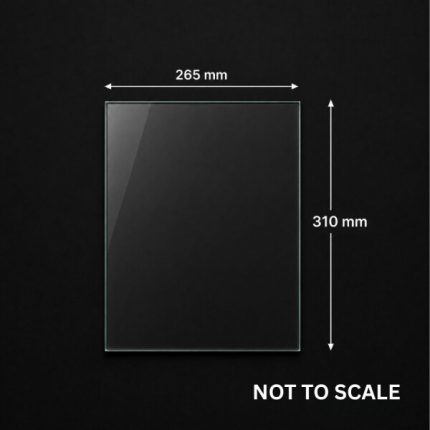 Replacement glass panel for Hydrofire Bora / Bora Lux / Nero fireplace, 265mm x 310mm