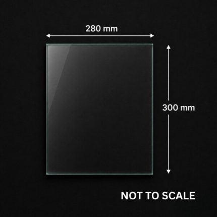 Replacement glass panel for Hydrofire Deluxe / Deluxe E fireplace, 280mm x 300mm