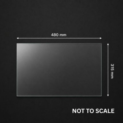 Replacement glass panel for Hydrofire Rubin fireplace, 315mm x 480mm