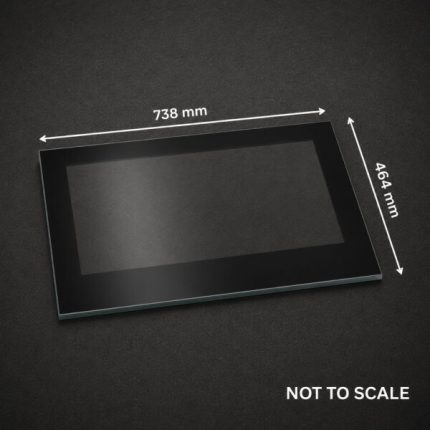 Replacement glass panel for Hydrofire Galaxy 80 fireplace, 464mm x 738mm