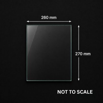 Replacement glass panel for Hydrofire Deluxe LG fireplace, 260mm x 270mm