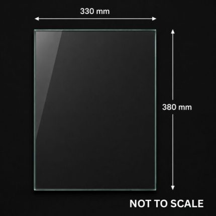 Replacement glass panel for Hydrofire Triumph fireplace, 330mm x 380mm
