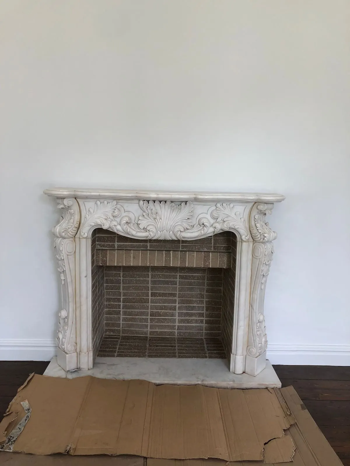 Cast surround before the new fireplace is fitted