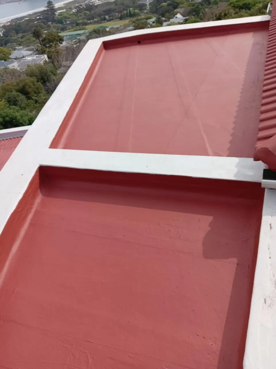 Flat roof and parapet waterproofed and painted