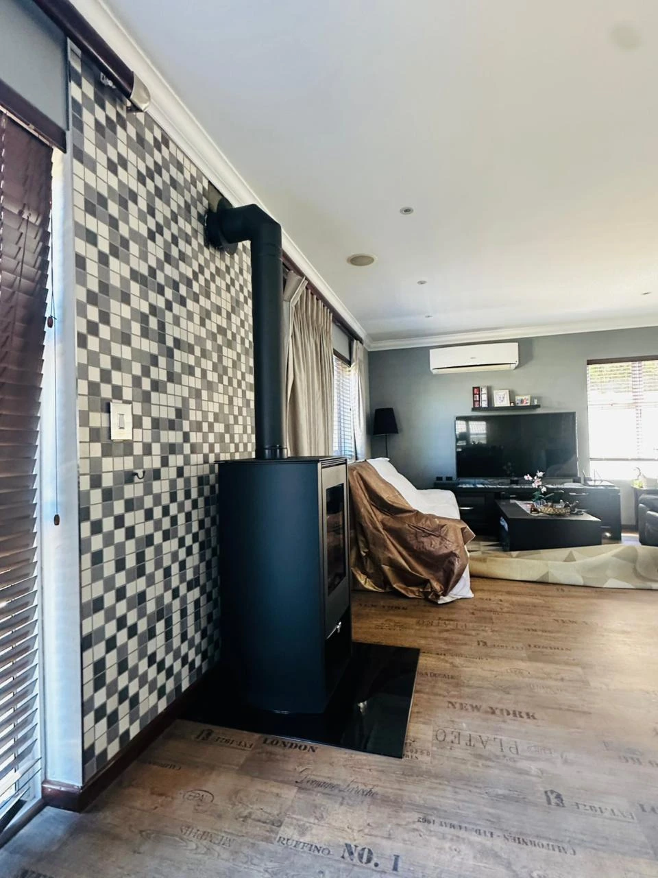 Side view of a fireplace and protective hearth in Durbanville
