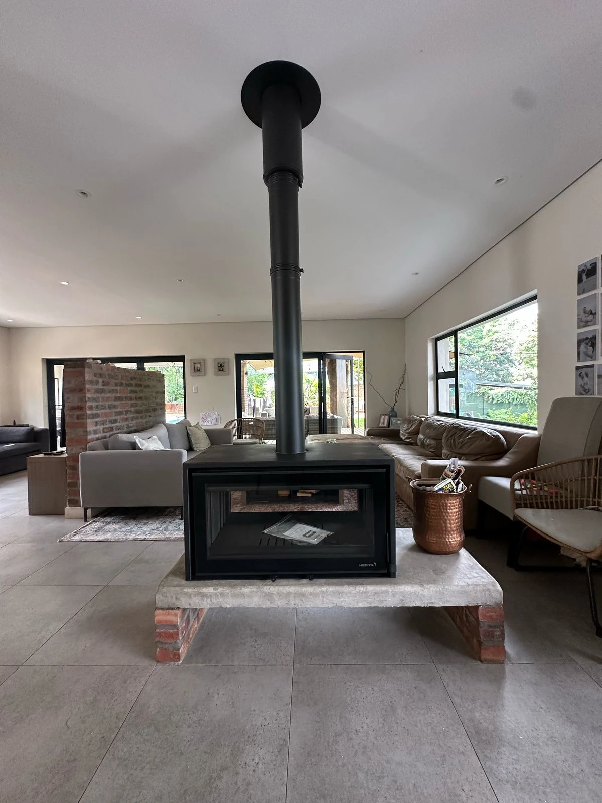 Fire Flames fireplace installation and flue
