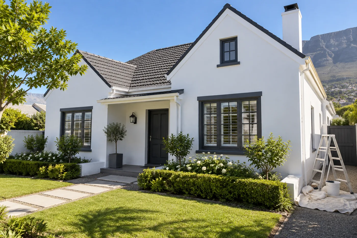 Freshly painted exterior walls on a Cape Town house