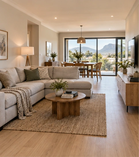 Illustration of a renovated living room