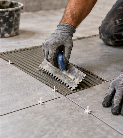 Illustration of floor tiling work